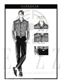 灰色男款酒店門(mén)童行李生服裝款式圖1224