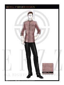 棕色男款酒店客房服務(wù)員制服設(shè)計(jì)圖575