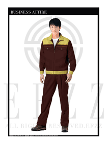 時(shí)尚咖啡色男款長(zhǎng)袖工程服款式設(shè)計(jì)圖1053