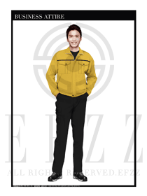 時尚橘黃色男款長袖工程制服款式設(shè)計圖1055