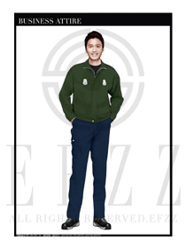 時尚墨綠色男款長袖工程制服設(shè)計(jì)圖1059