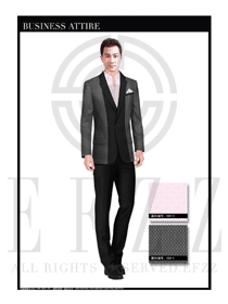 銀灰色男款職業(yè)正裝服裝款式圖397