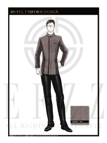 時尚棕色男款酒店客房服務員制服設計圖578