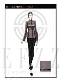時尚修身款棕色酒店客房服務員制服設計圖580