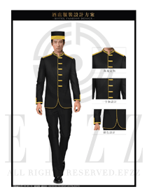 黑色男款歐式宮廷風(fēng)酒店門童服裝款式圖1232