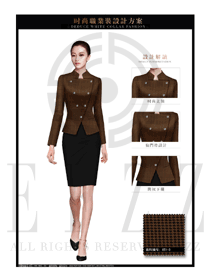咖啡色女款OL通勤職業(yè)裝款式設(shè)計(jì)圖1377