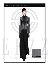 時尚黑灰色女款酒店制服西餐咨客服裝款式圖537