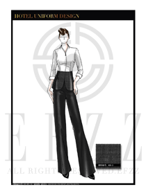 大師手繪時尚女款高級西餐廳咨客服裝款式設(shè)計圖542