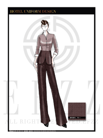 咖啡色星級酒店女款西餐咨客制服設(shè)計圖543