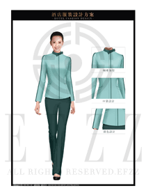 淺藍色女款酒店客房服務(wù)員服裝款式設(shè)計圖613