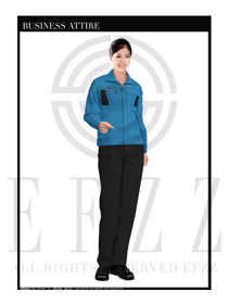 時(shí)尚粉藍(lán)色女款4S店維修工程師制服設(shè)計(jì)圖1073