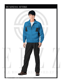 粉藍(lán)色男款長袖車間工作服裝款式設(shè)計(jì)圖1074