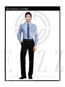 時(shí)尚深藍(lán)色男款職業(yè)裝長袖襯衫款式設(shè)計(jì)圖260