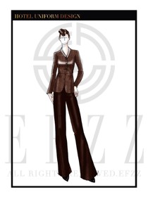 時(shí)尚棕色星級(jí)酒店女款西餐咨客制服設(shè)計(jì)圖545
