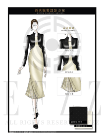 大師手繪時尚女款高級西餐廳咨客服裝款式設(shè)計圖547