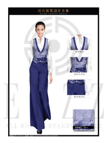 藍(lán)紫色女款音樂主題西餐廳咨客制服設(shè)計(jì)圖551