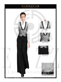 時(shí)尚灰色星級(jí)酒店女款西餐咨客制服設(shè)計(jì)圖552