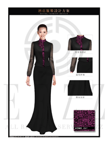 時(shí)尚玫紅色星級(jí)酒店女款西餐咨客制服設(shè)計(jì)圖554