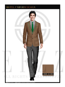 深黃色男士西裝款酒店總臺大堂服務(wù)員制服設(shè)計圖976