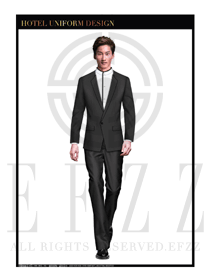 黑色修身款酒店總臺(tái)大堂服務(wù)員制服設(shè)計(jì)圖980