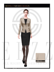 時(shí)尚米色女款酒店總臺(tái)大堂服務(wù)員服裝設(shè)計(jì)圖985