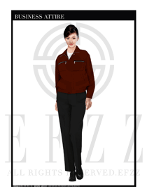 暗紅色女款4S店維修技工制服設(shè)計(jì)圖1080