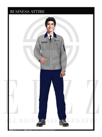 時(shí)尚灰色男款長袖工程服裝款式設(shè)計(jì)圖1087