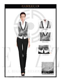 灰色水墨畫女款西餐廳服務(wù)員制服設(shè)計(jì)圖1255