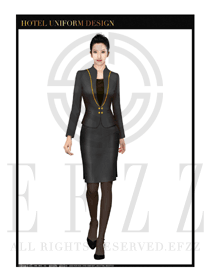 時(shí)尚黑色短裙款酒店大堂服裝款式設(shè)計(jì)圖995