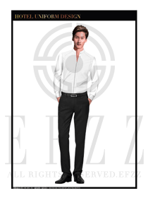 時(shí)尚白色圓領(lǐng)襯衫款酒店大堂服裝款式設(shè)計(jì)圖997