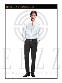 時尚淺藍色襯衫款酒店大堂服裝款式設(shè)計圖1001