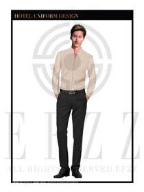 時尚卡其色襯衫款酒店大堂服裝款式設(shè)計圖1003