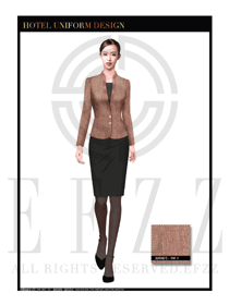 時尚黃色條紋立領(lǐng)職業(yè)裝酒店大堂服裝款式設(shè)計圖1007