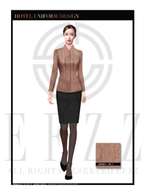 黃色條紋女款西服套裝大堂經(jīng)理制服設(shè)計(jì)圖1008