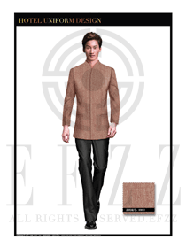 時尚黃色立領(lǐng)職業(yè)裝男款酒店大堂服裝款式設(shè)計圖1009