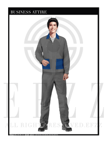 灰色男款長(zhǎng)袖車間工作服款式設(shè)計(jì)圖1107