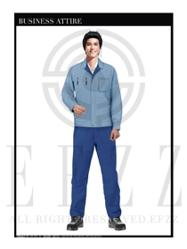 時尚淺藍色男款4S店工作服款式設計圖1109