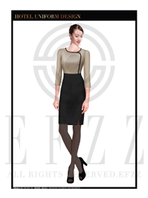 卡其色OL通勤裝女款酒店西餐廳領(lǐng)班制服設(shè)計(jì)圖079