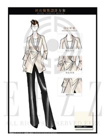 時尚卡其色女款酒店西餐廳領(lǐng)班制服設(shè)計圖085