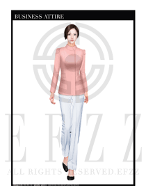 時(shí)尚粉紅色長(zhǎng)袖修身款按摩技師服裝款式設(shè)計(jì)圖1387