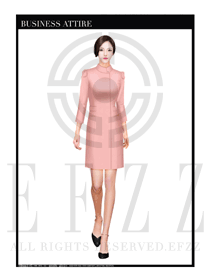 粉紅色長袍款按摩技師制服設(shè)計(jì)圖1388