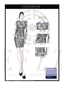 時尚淺灰色短裙款職業(yè)裝大堂經(jīng)理制服設(shè)計圖1016