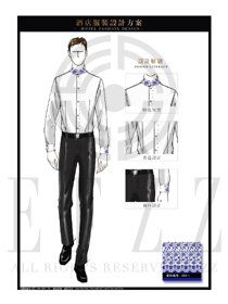 白色長袖立領(lǐng)襯衫款大堂經(jīng)理制服設(shè)計圖1017