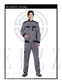灰色男款長袖車間工作服款式設(shè)計(jì)圖1115