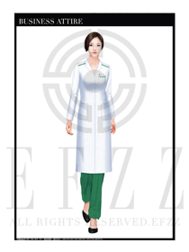 白色長袖修身顯瘦款按摩技師制服設計圖1394