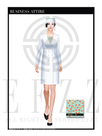 白色短袖長袍修身款按摩技師制服設計圖1396