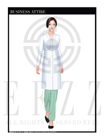 時(shí)尚白色長(zhǎng)袖修身款按摩技師服裝款式設(shè)計(jì)圖1397