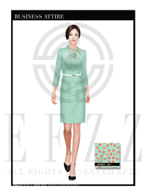 淺綠色顯瘦修身款按摩技師服裝款式設(shè)計(jì)圖1401