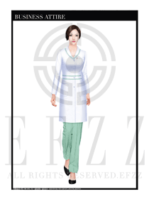 時(shí)尚白色長裙寬松款按摩技師制服設(shè)計(jì)圖1402