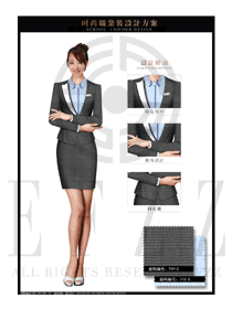 時尚灰色修身款女秋冬職業(yè)裝制服設(shè)計圖1413